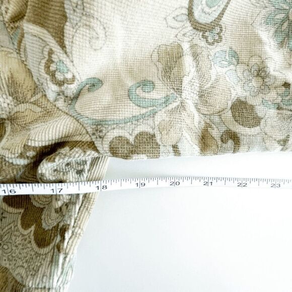 Tempted Womens Blazer Coat BOHO Vintage Paisley Print Corduroy Tan Brown Large - Picture 8 of 9